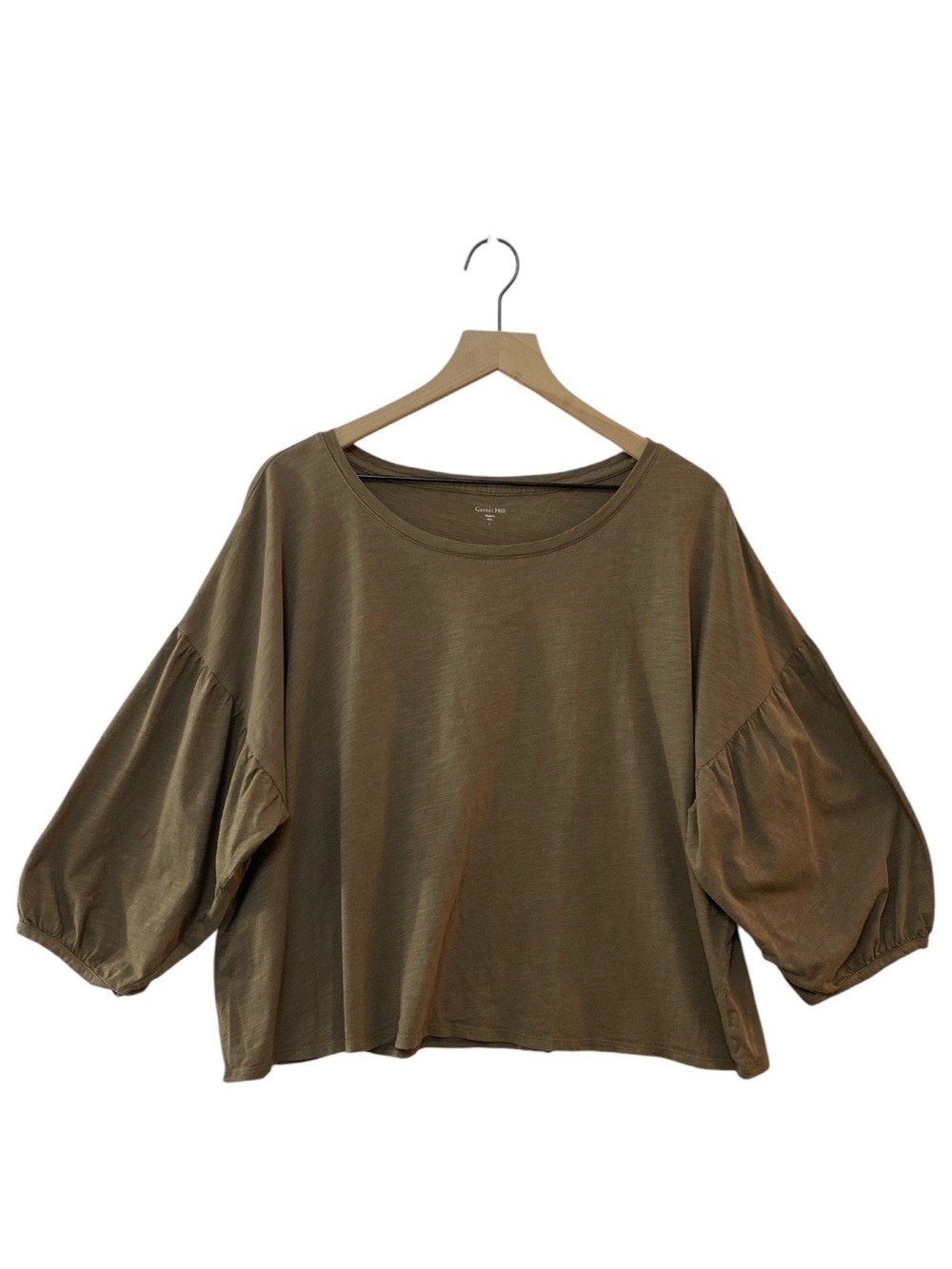 Garnet Hill Organic Cotton Brown Top Size L Oversized Lightweight Minimalist